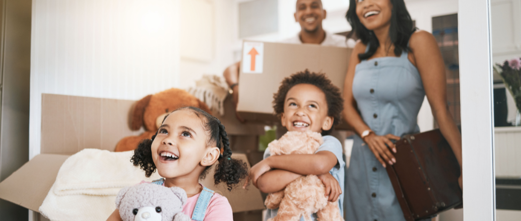 family of 4 with two young children moving into a home